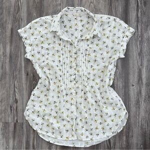 Jane and Delancey White Bumble Bee Button Up Shirt
